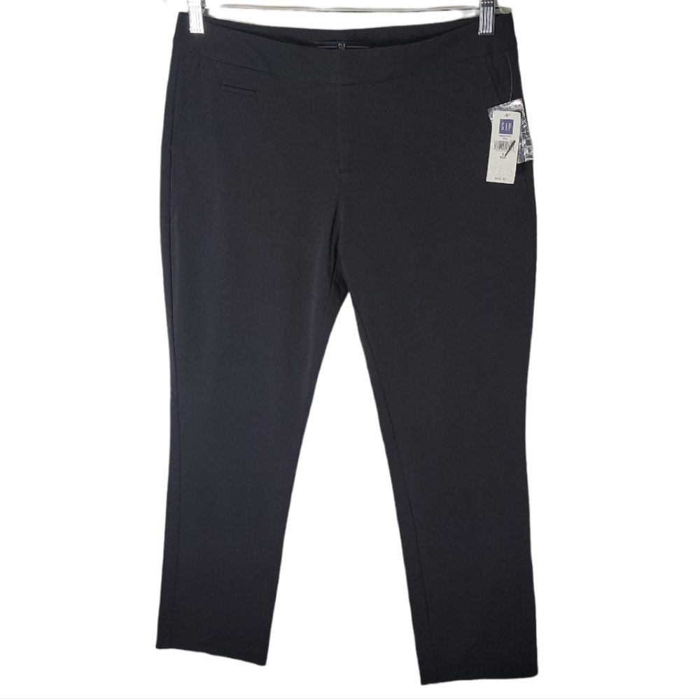 Gap black stretch ankle pants mid rise slim straight leg women's size 8 cropped